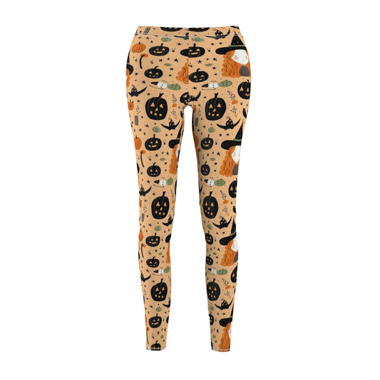 Halloween Trick or Treat Ghosts Witch Hats Jack o Lanterns Women's Cut & Sew Casual Leggings (AOP)
