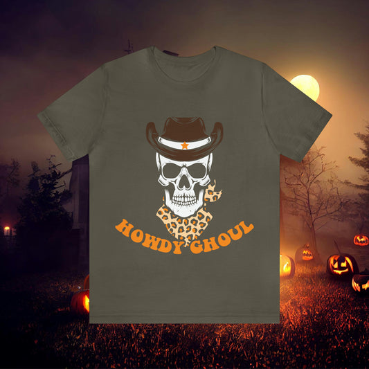 Howdy Ghoul Skeleton Sheriff Retro Halloween Unisex Jersey Short Sleeve Tee Gifts for her