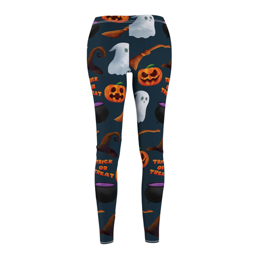 Halloween Trick or Treat Ghosts Witch Hats Jack o Lanterns Women's Cut & Sew Casual Leggings (AOP) Gifts for Her