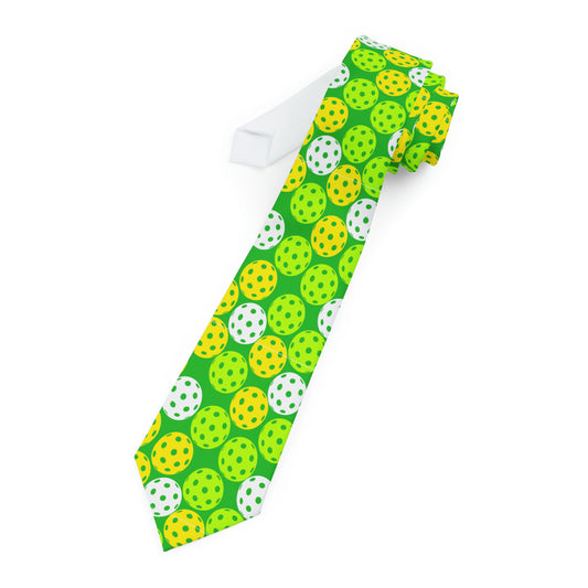 "DirkyThreadz Pickleball Passion Necktie - Vibrant Green Design for Sports Lovers"