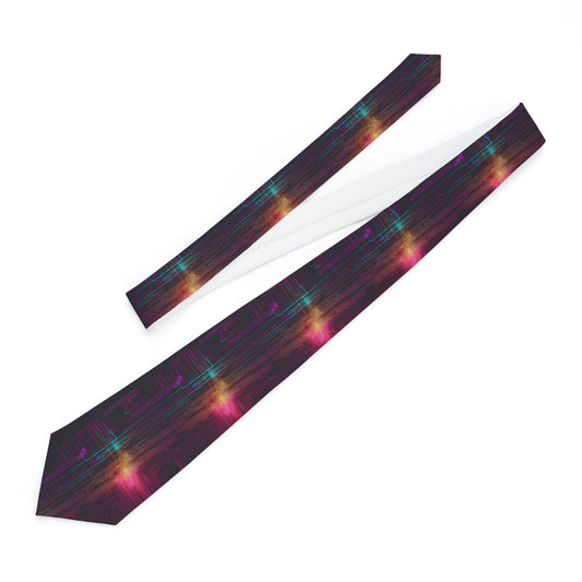 "DirkyThreadz Cosmic Circuitry Necktie - Bold Futuristic Design in Electric Colors"
