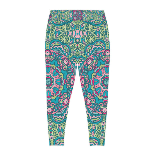 Boho Chic: Green All-Over Print Plus Size Leggings for Trendsetters
