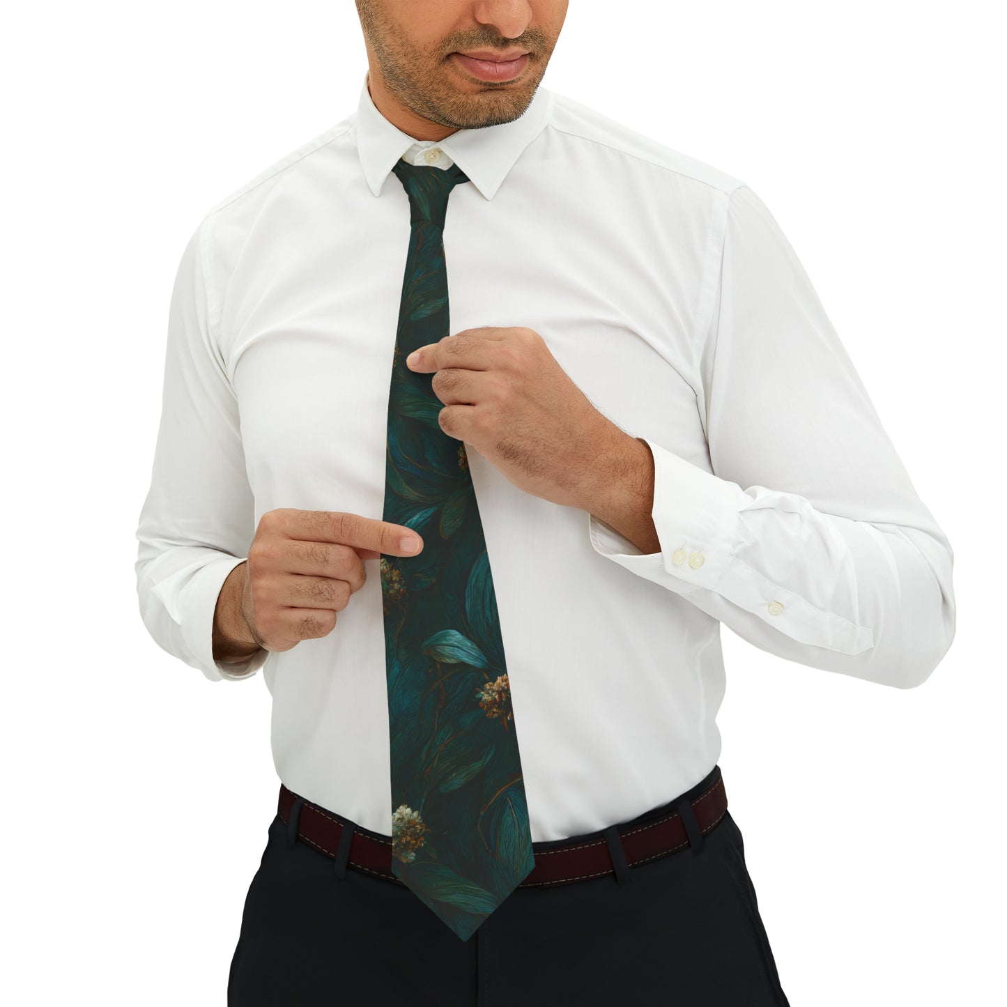"DirkyThreadz Necktie - Modern Elegance with Green and White Geometric Design | Timeless Accessories"