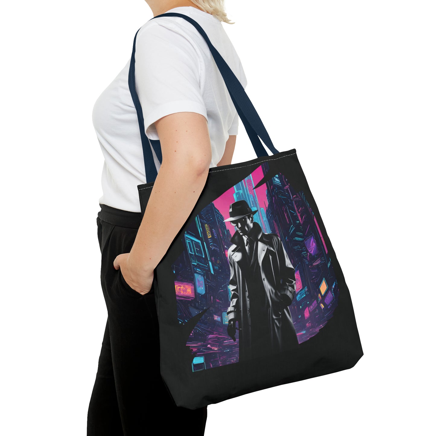 Cyberpunk Chic Film Noir Detective AOP Tote Bag