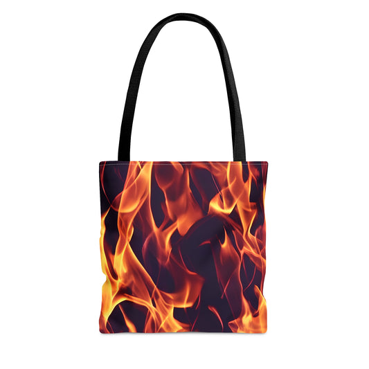 Fierce Fashion: All-Over Flames Tote Bag - Carry the Heat! Tote Bag (AOP)