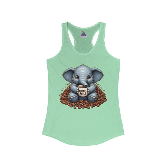 Espresso Yourself: The Sassy Elephant Racerback Women's Ideal Racerback Tank