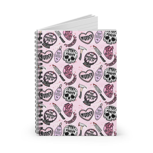 Whispers of Mystery: A True Crime Journal in Pink 118pg Spiral Notebook - Ruled Line