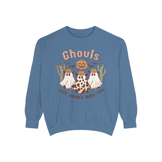 Ghouls Just Wanna Have Fun Western Halloween Unisex Garment-Dyed Sweatshirt