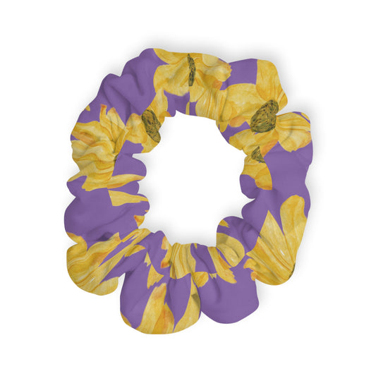 Flowers on a Purple Background Scrunchie