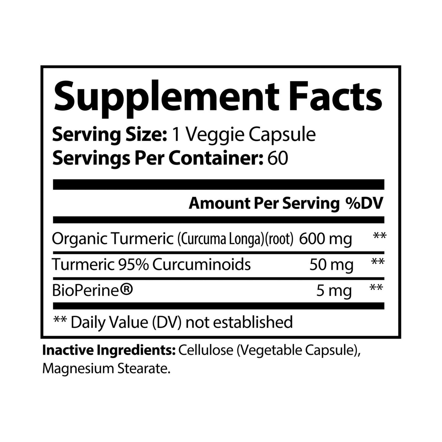 DirkX Turmeric with BioPerine®: The Power of Nature, The Science of Strength! (Black Pepper Fruit Extract) Supplement (60 Capsules)
