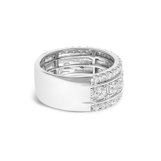 .925 Sterling Silver 2.0 Cttw Lab Grown Diamond Three-Row Pavé Band Ring