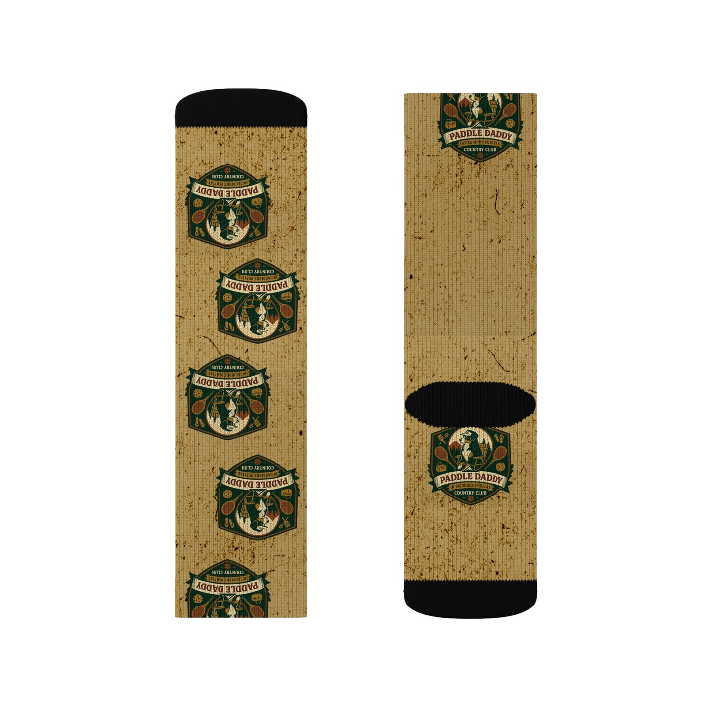 Paddle Daddy Country Club Socks – Chloe-Stamped Lore for Your Feet Rustic Camp-Themed Sublimation Socks, Cozy Adventure Gift, Hiking Accessories, Camping Gear, Unique Sock Design