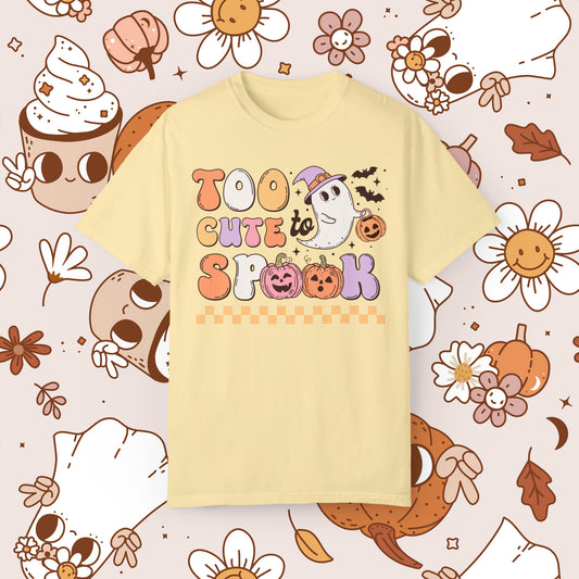 Too Cute to Spook Retro Groovy Halloween Unisex Garment-Dyed T-shirt Gifts for Him Gifts for Her