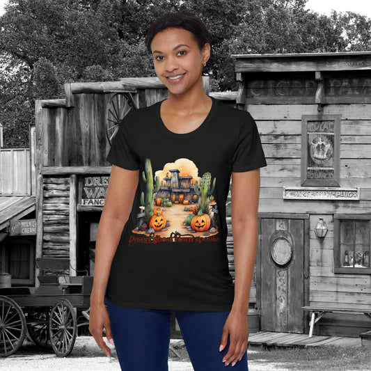 Desert Ghost Town Spooks Western Halloween Women's Organic Short Sleeve T-Shirt Gifts for Her