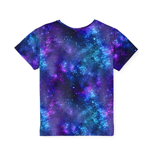 Galactic Goals: All Over Print Kid Sport Jersey with Outer Space Galaxy Vibe