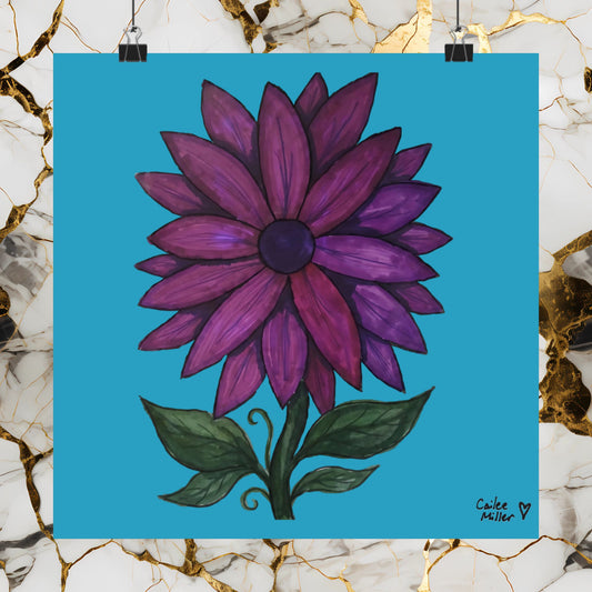 Purple Floral Matte Poster — Vibrant Botanical Wall Art from Artist Cailee Miller