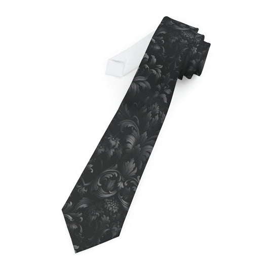 Dirky Threadz Necktie - Sleek Black & White Geometric Design for Timeless Style