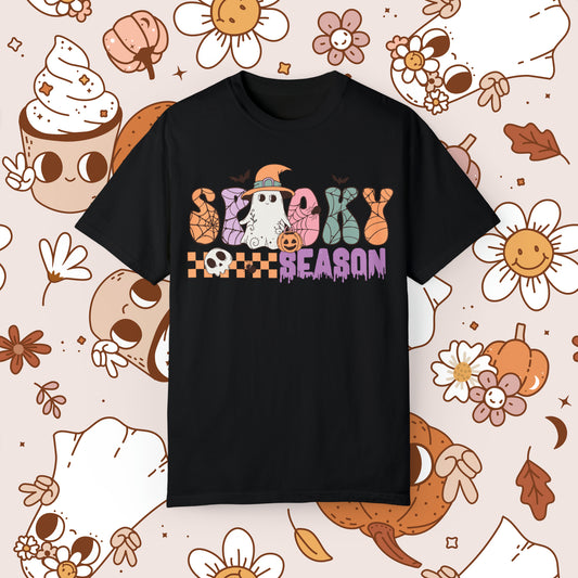 Spooky Season Retro Groovy Halloween Unisex Garment-Dyed T-shirt Gifts for Her Gifts for Him