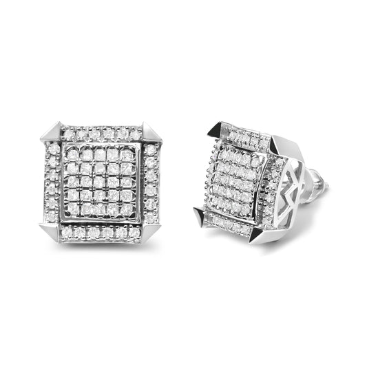 10K White Gold 1.0 Cttw Diamond Composite with Halo Stud Earrings (H-I Color, I1-I2 Clarity)