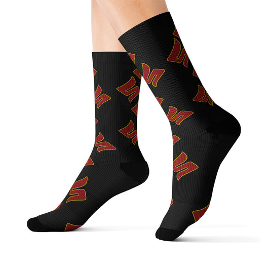 Shuli Network “S” Socks— Bold All-Over Print Crew Socks
