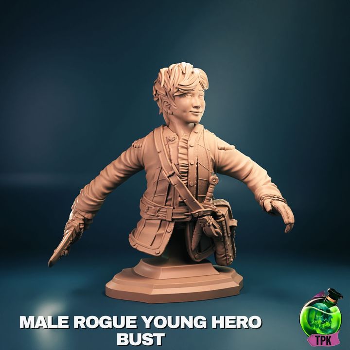 Young Male Rogue Hero - Bust & Full Miniature