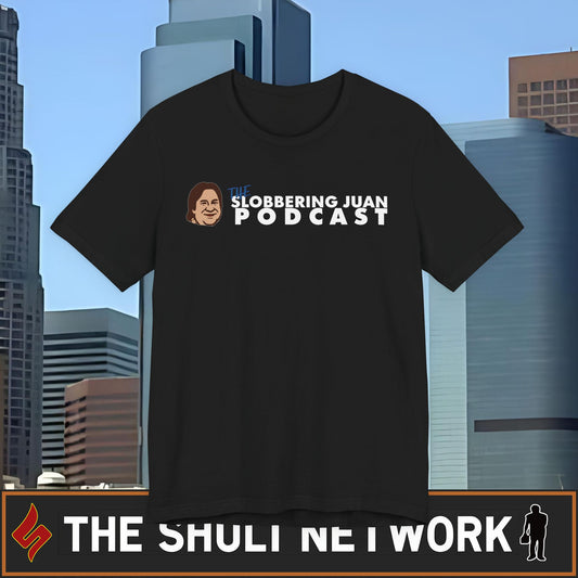 Slobbering Juan Podcast T-Shirt — Retro Logo Tee for Fans