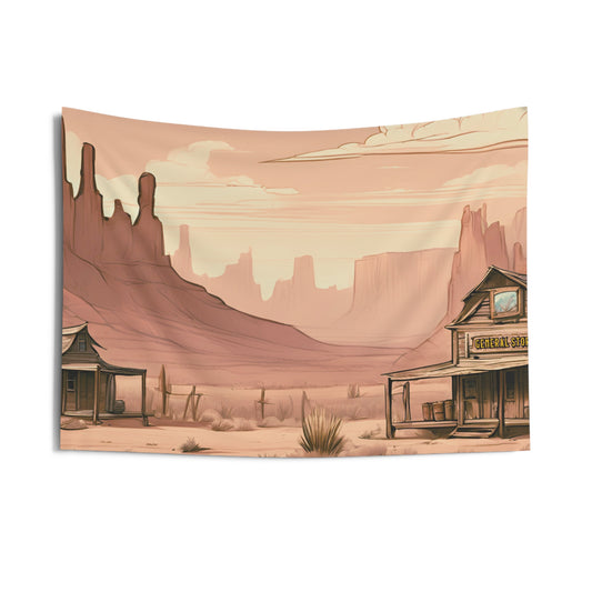 Step Back in Time: Western Town General Store Indoor Tapestry - Vintage Nostalgia Decor