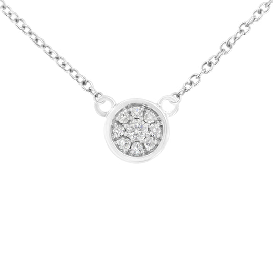10K White Gold 1/4 Cttw Diamond Flower Pendant Necklace (I-J Color, I2-I3 Clarity) - Adjustable 16-18" chain