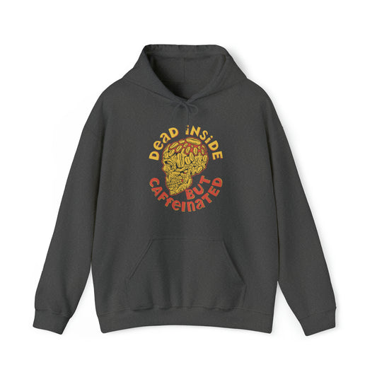 "DirkyThreadz 'Dead Inside But Caffeinated' Hoodie - Bold Coffee Lover's Statement