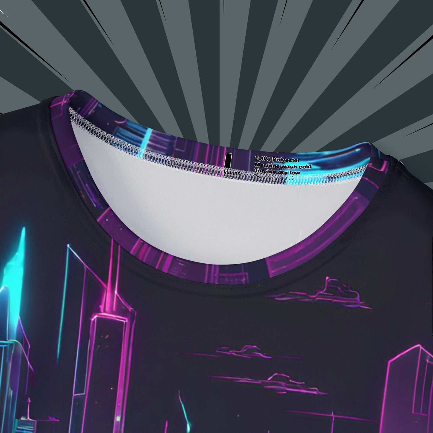 Futuristic City Design, Cyberpunk Jersey, Neon Graphic Tee, Cool Sportswear, Gift for Gamers & Tech Lovers
