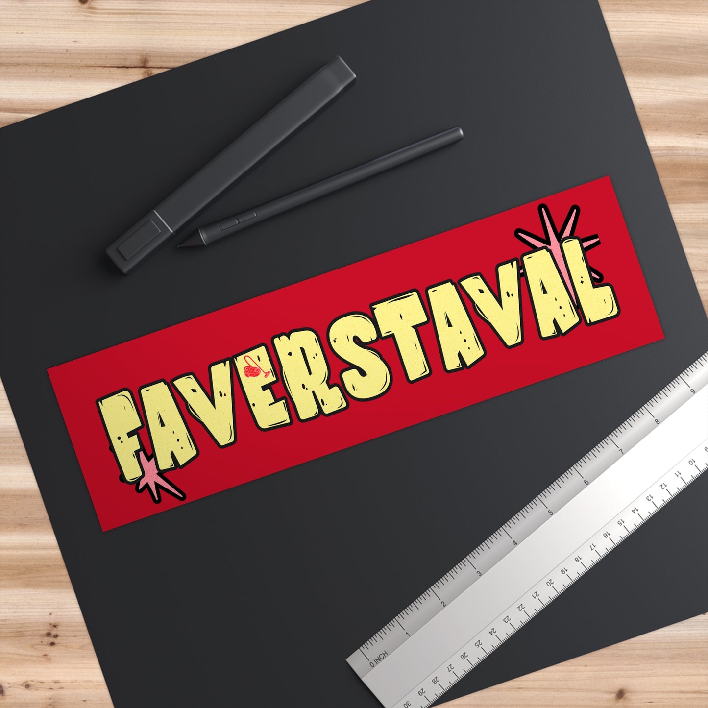 Faverstaval Bumper Sticker – Retro Red Festival Logo Decal