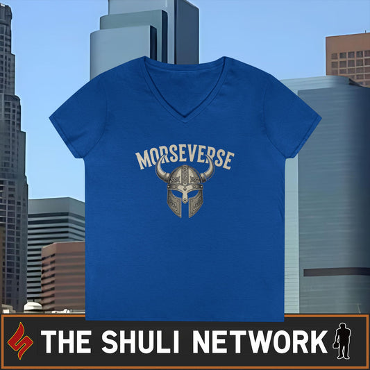 Morseverse Viking Helmet Ladies' V‑Neck T‑Shirt