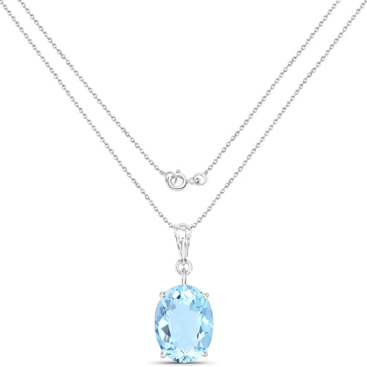 11.25 Carat Genuine Swiss Blue Topaz .925 Sterling Silver Pendant
