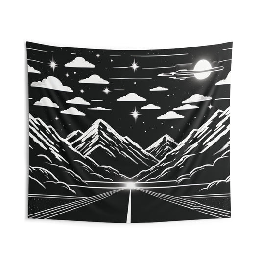 Starry Pathways: Black and White Night Sky Tapestry for Cosmic Ambiance! Multiple Sizes Dorms, living room, family den,