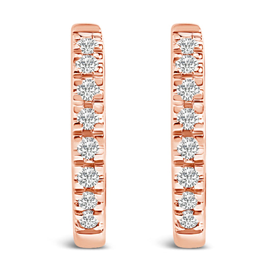 14K Rose Gold 1/5 CTW Diamond Huggie Hoop Earrings