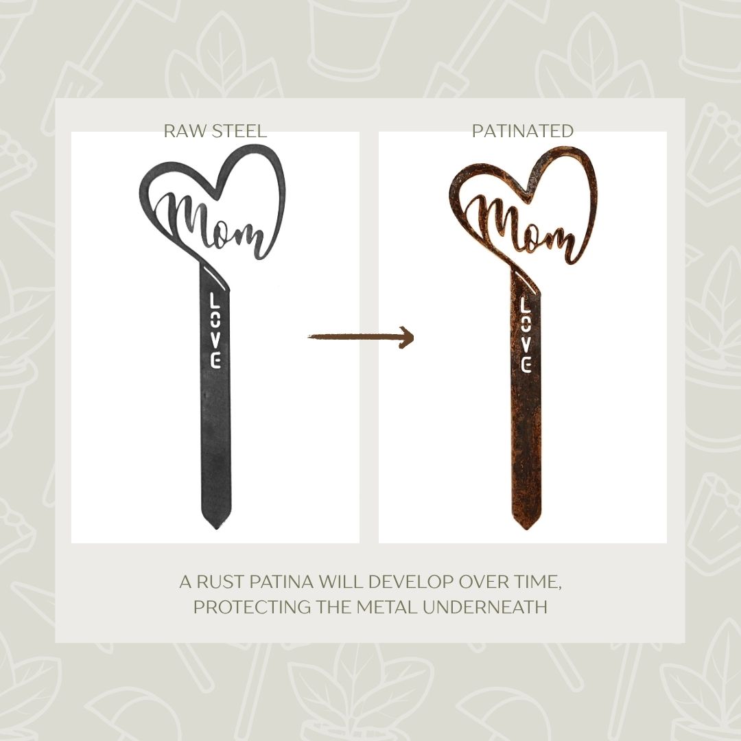 Corten Steel Mom Garden Stake