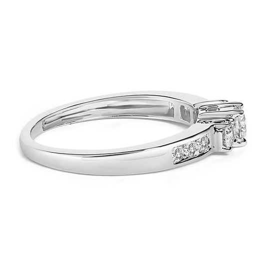 10K White Gold 1/2 Cttw Diamond Three Stone Ring