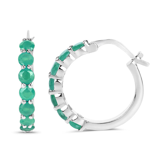 2.38 Carat Genuine Emerald .925 Sterling Silver Earrings