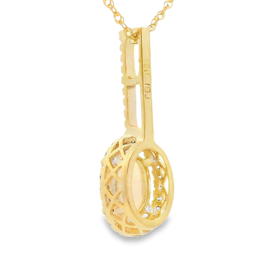 .10ct Opal Diamond Fashion Pendants 10KT Yellow Gold