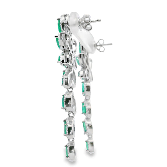 2.02ct Emerald Zircon Dangle Earrings Sterling Silver