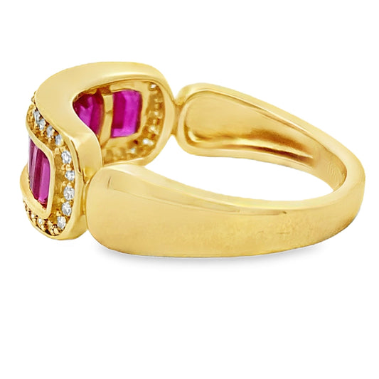 1.10ct Ruby Diamond Ring 10KT Yellow Gold