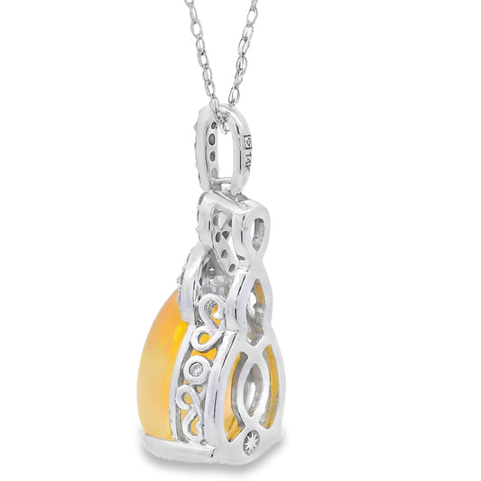 1.94ct Opal Diamond Fashion Pendants 14KT Yellow Gold