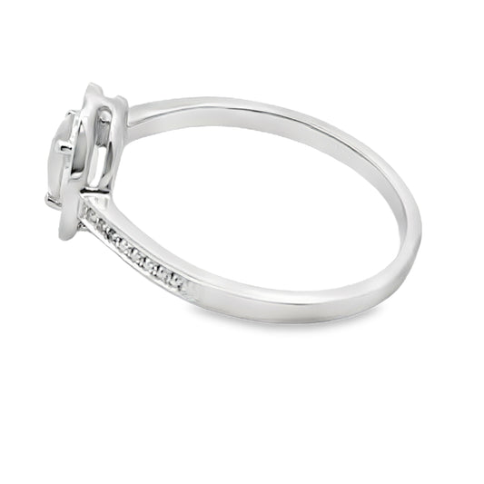 .44ct Rose Quartz Diamond Ring 10KT White Gold