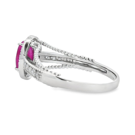 1.35ct Ruby Diamond Ring 14KT White Gold