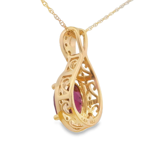 1.61ct Garnet Diamond Fashion Pendants 14KT Yellow Gold