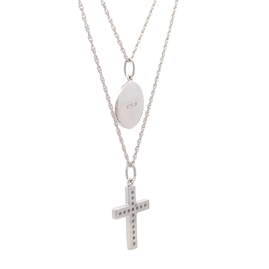 .20ct Diamond Cross Religious Pendant Sterling Silver