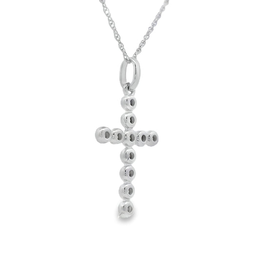 .09ct Diamond Cross Religious Pendant 14KT White Gold