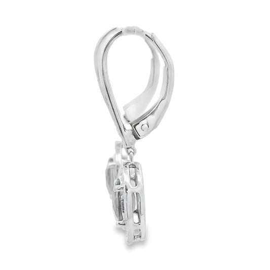 .81ct Quartz Diamond Dangle Earrings 10KT White Gold