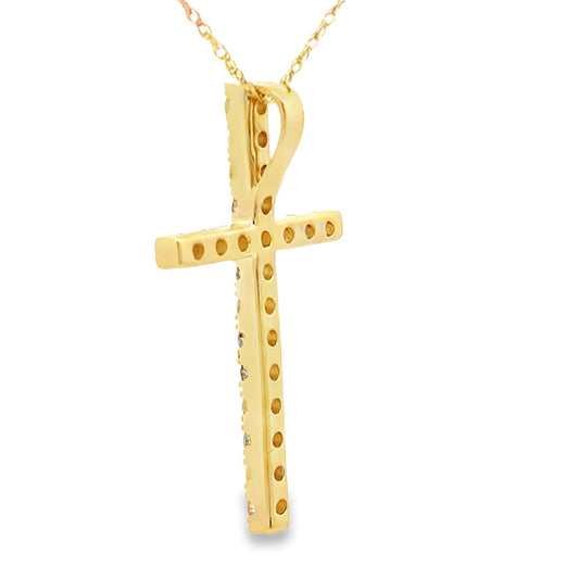 .50ct Diamond Cross Religious Pendant 14KT Yellow Gold