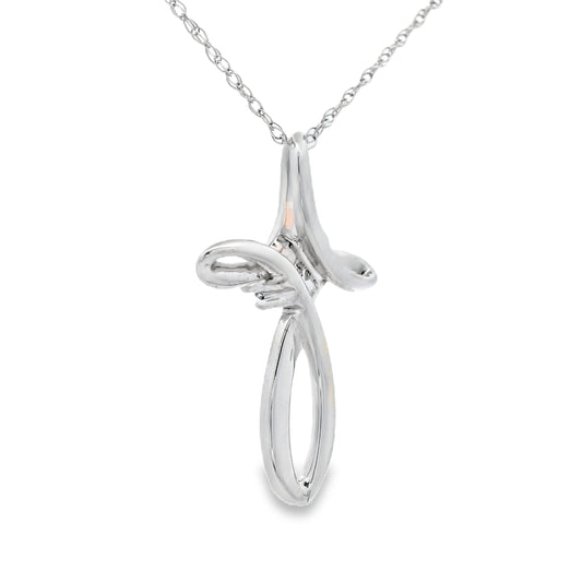 .04ct Diamond Cross Religious Pendant 14KT White Gold